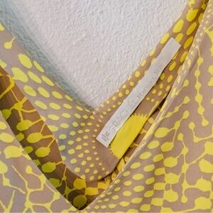 RACHEL Rachel Roy Yellow and Brown Abstract Blouse